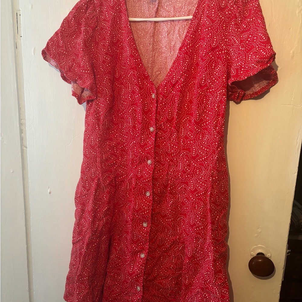 Universal Thread Red Midi Dress with Button Detail